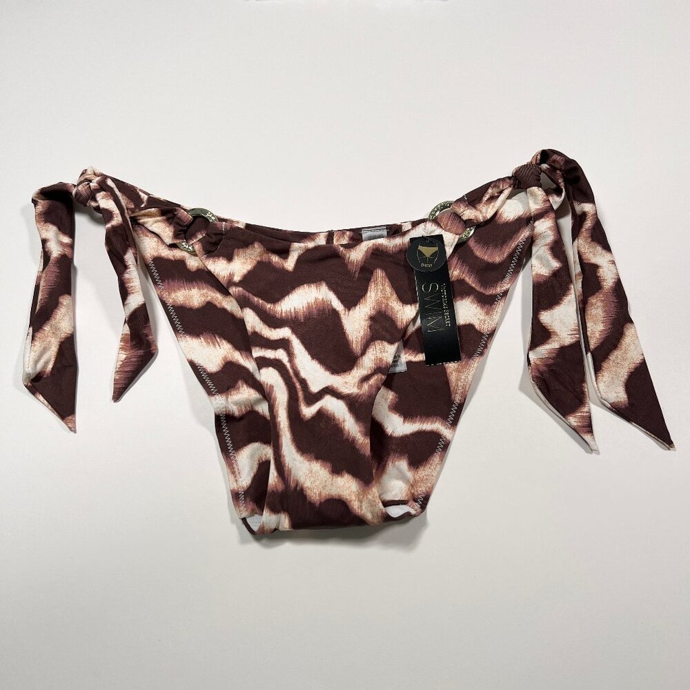 Victoria Secret Medium M Side Sash Tie Cheeky Bikini Bottom Logo Wavy Zebra
